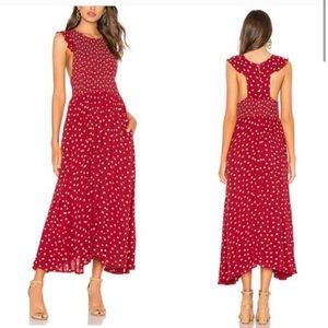 Free People Red Polka Dot Mid Dress